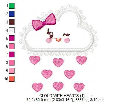 Cloud embroidery design - Rain embroidery designs machine embroidery pattern - Baby embroidery file - Kid embroidery cloud applique design Marcia Embroidery