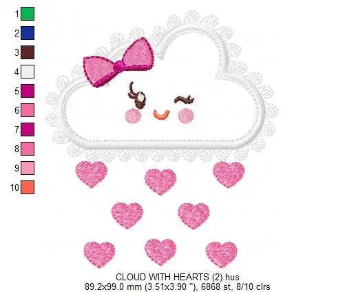 Cloud embroidery design - Rain embroidery designs machine embroidery pattern - Baby embroidery file - Kid embroidery cloud applique design Marcia Embroidery
