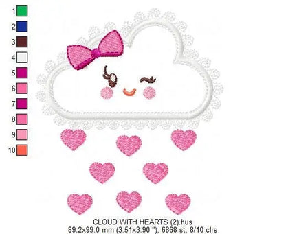 Cloud embroidery design - Rain embroidery designs machine embroidery pattern - Baby embroidery file - Kid embroidery cloud applique design Marcia Embroidery