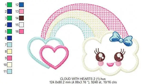 Cloud embroidery design - rainbow embroidery designs machine embroidery pattern - baby girl embroidery file - cloud rainbow applique design Marcia Embroidery