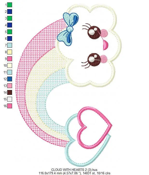 Cloud embroidery design - rainbow embroidery designs machine embroidery pattern - baby girl embroidery file - cloud rainbow applique design Marcia Embroidery