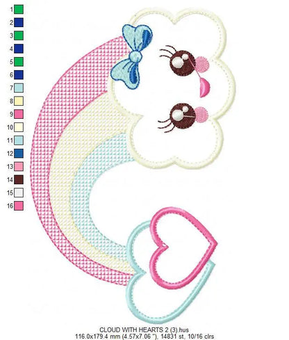 Cloud embroidery design - rainbow embroidery designs machine embroidery pattern - baby girl embroidery file - cloud rainbow applique design Marcia Embroidery