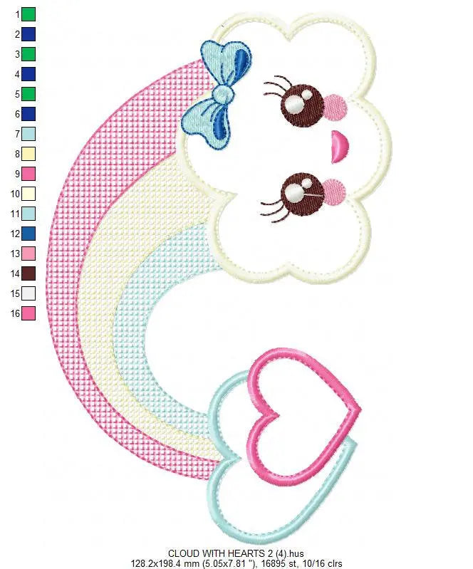 Cloud embroidery design - rainbow embroidery designs machine embroidery pattern - baby girl embroidery file - cloud rainbow applique design Marcia Embroidery