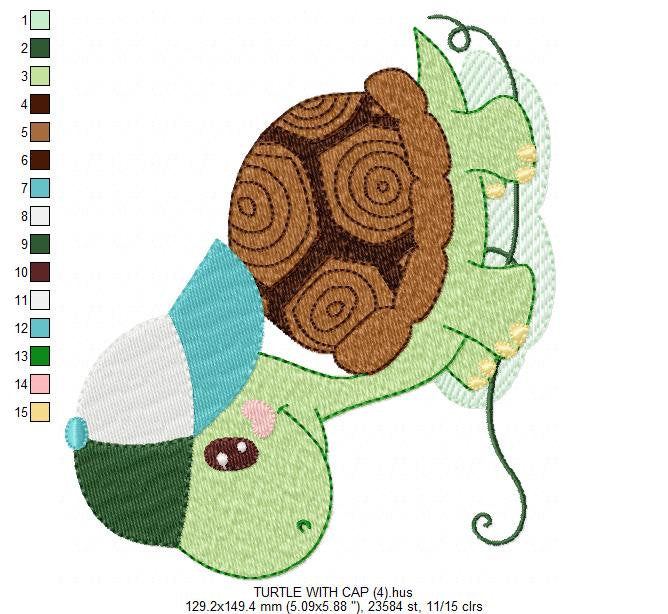Turtle embroidery design - Animal embroidery designs machine embroidery pattern - baby boy embroidery file - kid embroidery turtle design