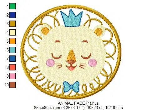 Lion embroidery designs - newborn embroidery design machine embroidery pattern - Animal embroidery file - lion with crown design download Marcia Embroidery