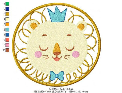 Lion embroidery designs - newborn embroidery design machine embroidery pattern - Animal embroidery file - lion with crown design download Marcia Embroidery