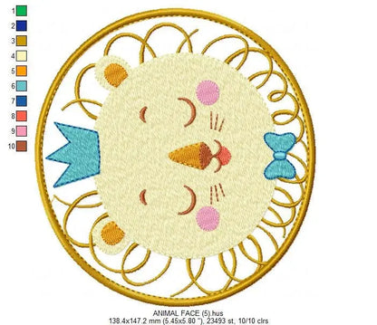 Lion embroidery designs - newborn embroidery design machine embroidery pattern - Animal embroidery file - lion with crown design download Marcia Embroidery