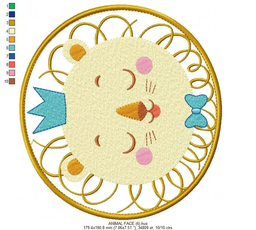 Lion embroidery designs - newborn embroidery design machine embroidery pattern - Animal embroidery file - lion with crown design download Marcia Embroidery