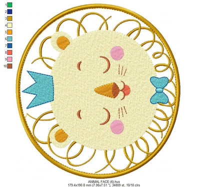 Lion embroidery designs - newborn embroidery design machine embroidery pattern - Animal embroidery file - lion with crown design download Marcia Embroidery