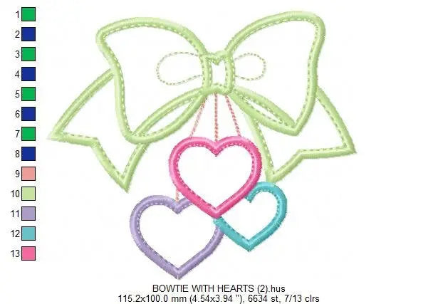 Lace with hearts embroidery designs - Bow Tie embroidery design machine embroidery pattern - baby girl embroidery file  lace applique design Marcia Embroidery