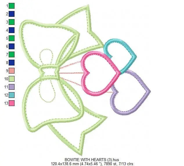 Lace with hearts embroidery designs - Bow Tie embroidery design machine embroidery pattern - baby girl embroidery file  lace applique design Marcia Embroidery
