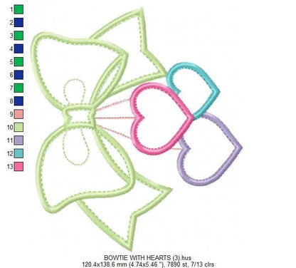 Lace with hearts embroidery designs - Bow Tie embroidery design machine embroidery pattern - baby girl embroidery file  lace applique design Marcia Embroidery