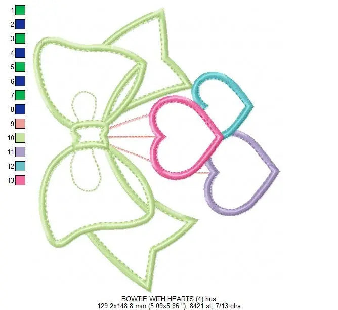 Lace with hearts embroidery designs - Bow Tie embroidery design machine embroidery pattern - baby girl embroidery file  lace applique design Marcia Embroidery