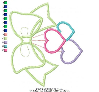 Lace with hearts embroidery designs - Bow Tie embroidery design machine embroidery pattern - baby girl embroidery file  lace applique design Marcia Embroidery