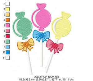 Lollipop embroidery designs - Candy embroidery design machine embroidery pattern - Dessert embroidery file - lollipop candy filled design