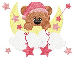 Bear embroidery designs - Cloud embroidery design machine embroidery pattern - bear filled stitch design - Teddy embroidery Moon embroidery