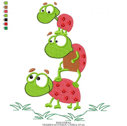 Ladybug embroidery designs - Girl embroidery design machine embroidery pattern - Insect life embroidery file - garden embroidery spring jef Marcia Embroidery