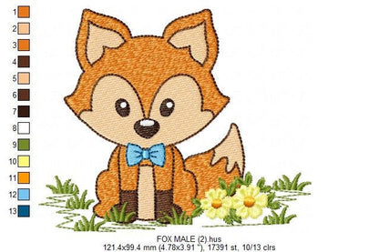 Red Fox embroidery designs - Woodland animals embroidery design machine embroidery pattern - baby boy embroidery file - instant download