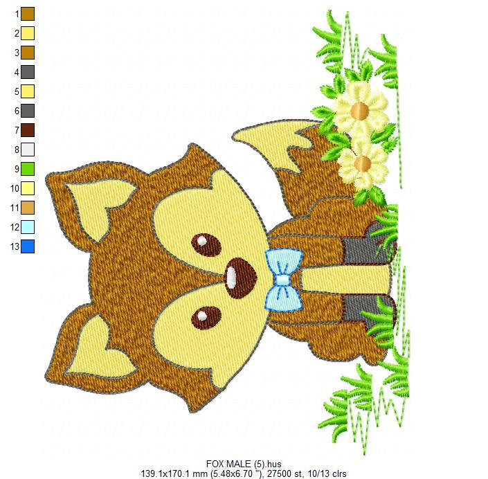 Red Fox embroidery designs - Woodland animals embroidery design machine embroidery pattern - baby boy embroidery file - instant download