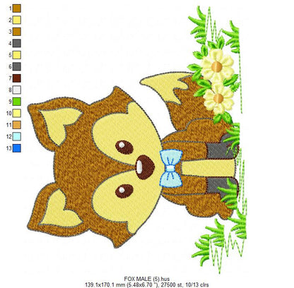 Red Fox embroidery designs - Woodland animals embroidery design machine embroidery pattern - baby boy embroidery file - instant download