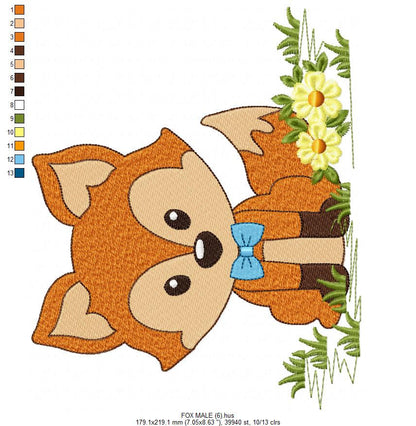 Red Fox embroidery designs - Woodland animals embroidery design machine embroidery pattern - baby boy embroidery file - instant download