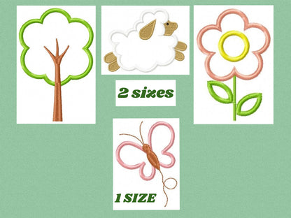 Tree embroidery designs - Flower embroidery design machine embroidery pattern - Butterfly embroidery file - Sheep embroidery applique design
