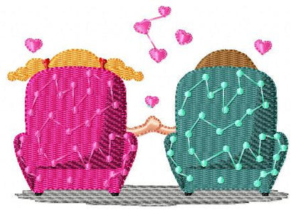 Couple on couch embroidery designs - Love Valentines embroidery design machine embroidery pattern - Boyfriend girlfriend - instant download