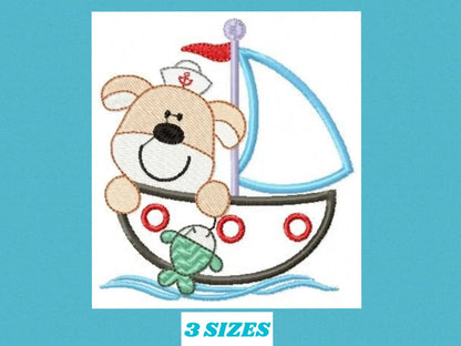 Dog embroidery designs - Boat embroidery design machine embroidery pattern - puppy embroidery file - kid embroidery dog boat applique design Marcia Embroidery