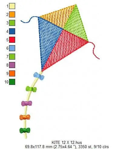 Kite embroidery designs - Baby Boy toy machine embroidery pattern - Kid toy embroidery file - Sky flying kites - Instant digital download Marcia Embroidery