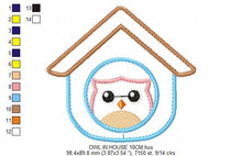 Charger l&#39;image dans la galerie, Owl embroidery design - Owl in a house embroidery design machine embroidery pattern - baby girl embroidery file - owl applique design pes
