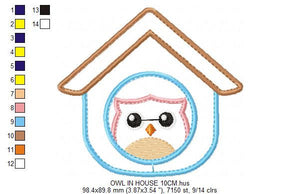 Owl embroidery design - Owl in a house embroidery design machine embroidery pattern - baby girl embroidery file - owl applique design pes