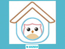 Load image into Gallery viewer, Owl embroidery design - Owl in a house embroidery design machine embroidery pattern - baby girl embroidery file - owl applique design pes
