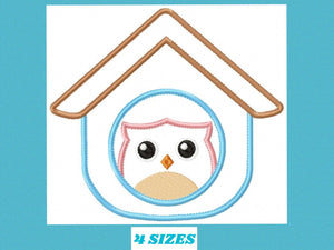 Owl embroidery design - Owl in a house embroidery design machine embroidery pattern - baby girl embroidery file - owl applique design pes