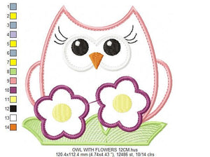 Bird embroidery design - Owl with flowers embroidery design machine embroidery pattern - baby girl embroidery file - owl applique design