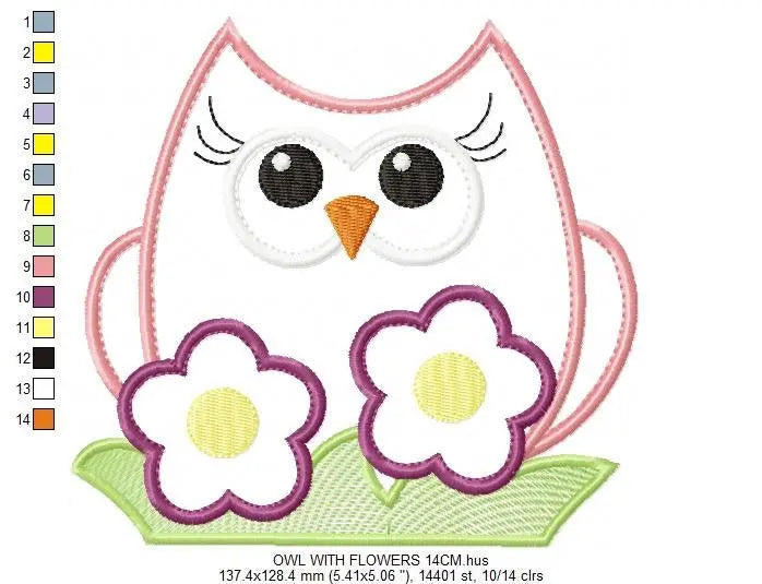Bird embroidery design - Owl with flowers embroidery design machine embroidery pattern - baby girl embroidery file - owl applique design Marcia Embroidery