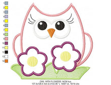 Carica l&#39;immagine nel visualizzatore di Gallery, Bird embroidery design - Owl with flowers embroidery design machine embroidery pattern - baby girl embroidery file - owl applique design
