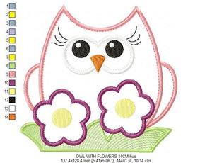 Bird embroidery design - Owl with flowers embroidery design machine embroidery pattern - baby girl embroidery file - owl applique design