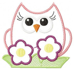 Bird embroidery design - Owl with flowers embroidery design machine embroidery pattern - baby girl embroidery file - owl applique design