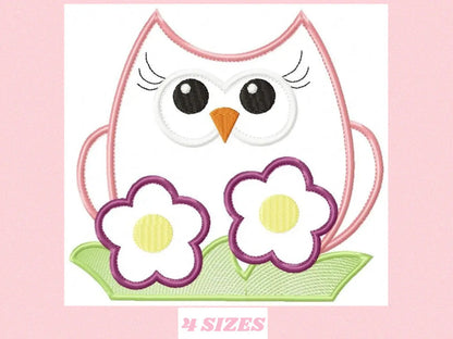 Bird embroidery design - Owl with flowers embroidery design machine embroidery pattern - baby girl embroidery file - owl applique design Marcia Embroidery