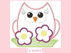 Bird embroidery design - Owl with flowers embroidery design machine embroidery pattern - baby girl embroidery file - owl applique design