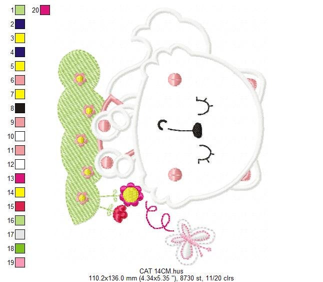 Cat embroidery design - Animal embroidery designs machine embroidery pattern - Kitty embroidery file - baby girl embroidery cat applique