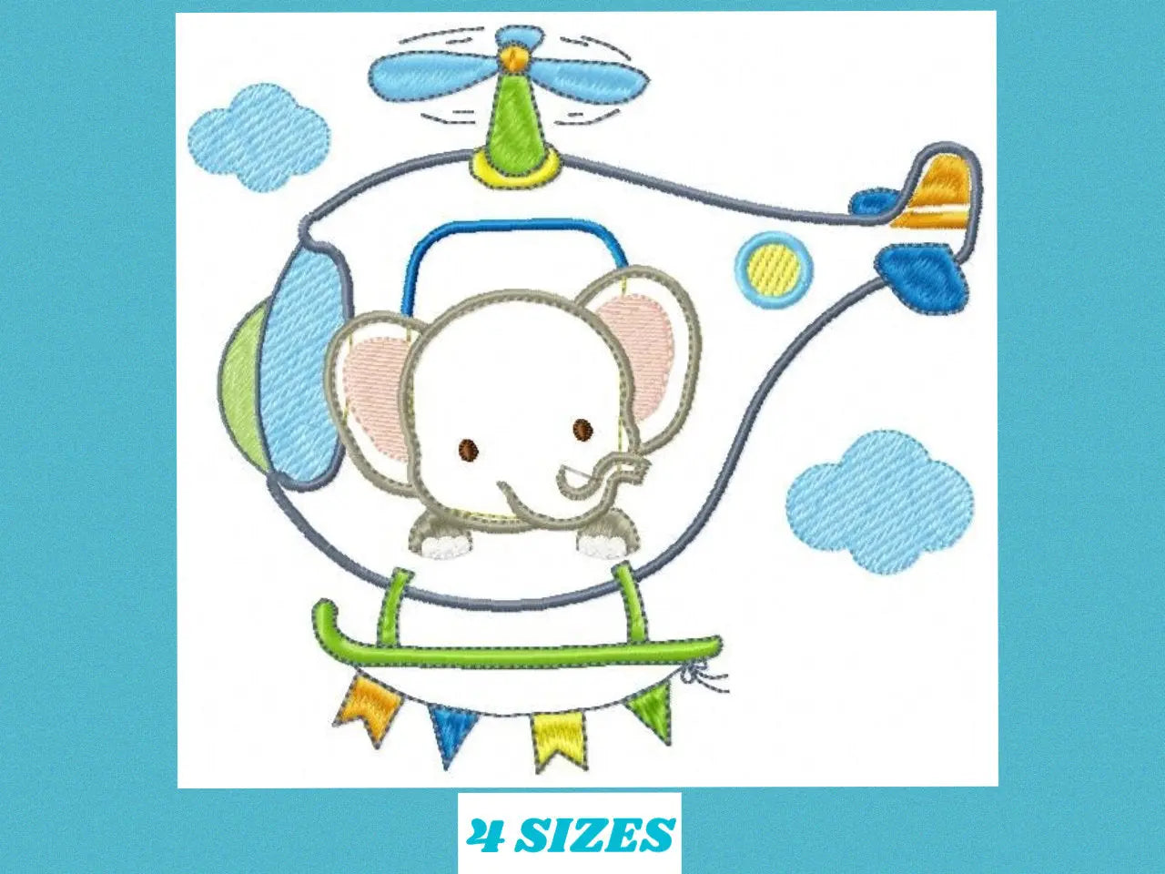 Elephant embroidery designs - Safari embroidery design machine embroidery pattern - Helicopter embroidery file - elephant pattern Chopper Marcia Embroidery