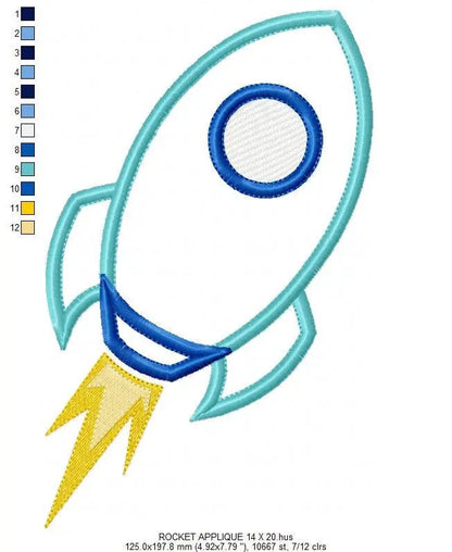 Spaceship embroidery designs - Baby Boy embroidery design machine embroidery pattern - instant download - Space embroidery file Rocket Marcia Embroidery
