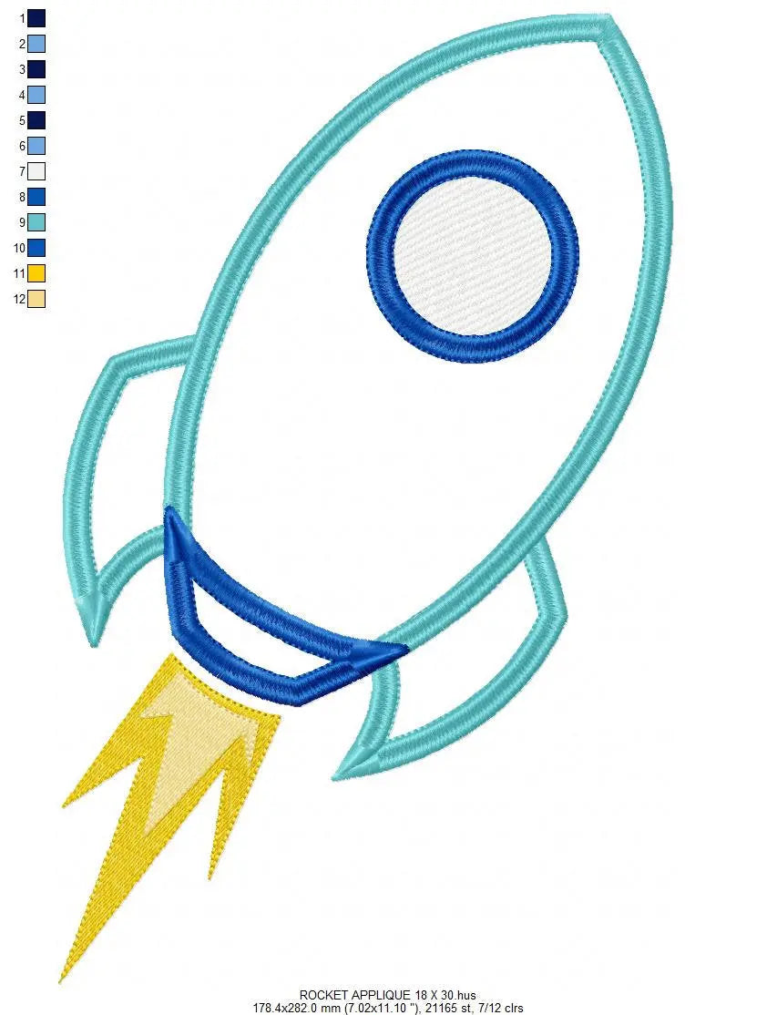 Spaceship embroidery designs - Baby Boy embroidery design machine embroidery pattern - instant download - Space embroidery file Rocket Marcia Embroidery