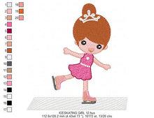 Load image into Gallery viewer, Ice Skater embroidery designs - Baby girl embroidery design machine embroidery pattern - Winter embroidery file - girl with ice skates
