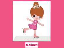 Carica l&#39;immagine nel visualizzatore di Gallery, Ice Skater embroidery designs - Baby girl embroidery design machine embroidery pattern - Winter embroidery file - girl with ice skates
