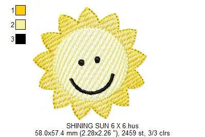 Sun embroidery design - Sky embroidery design machine embroidery pattern - Baby boy embroidery file - kid embroidery filled design newborn Marcia Embroidery