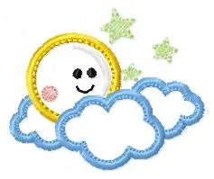 Cloud embroidery design - Moon and stars machine embroidery pattern - Baby boy sky file - Night applique design - Instant digital download Marcia Embroidery