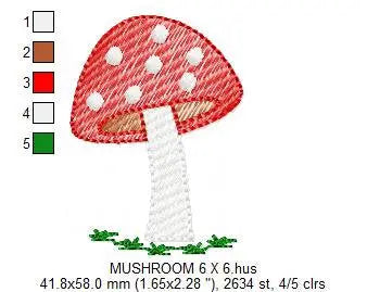 Mushroom embroidery designs - Toad machine embroidery pattern - Fairytale Forest Garden file - Instant digital download pes jef dst hus vp3 Marcia Embroidery