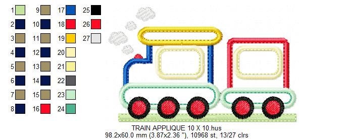 Train embroidery designs - Vehicle embroidery design machine embroidery pattern - baby boy embroidery file instant download train with wagon